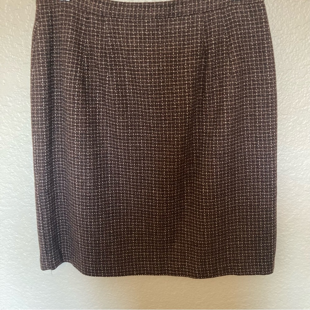 Chic Brown Tweed Pencil Skirt
